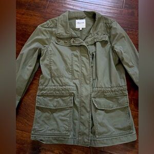 Madewell Cotton Full Zip Passage Utility Cargo Jacket Olive Army Green Size M